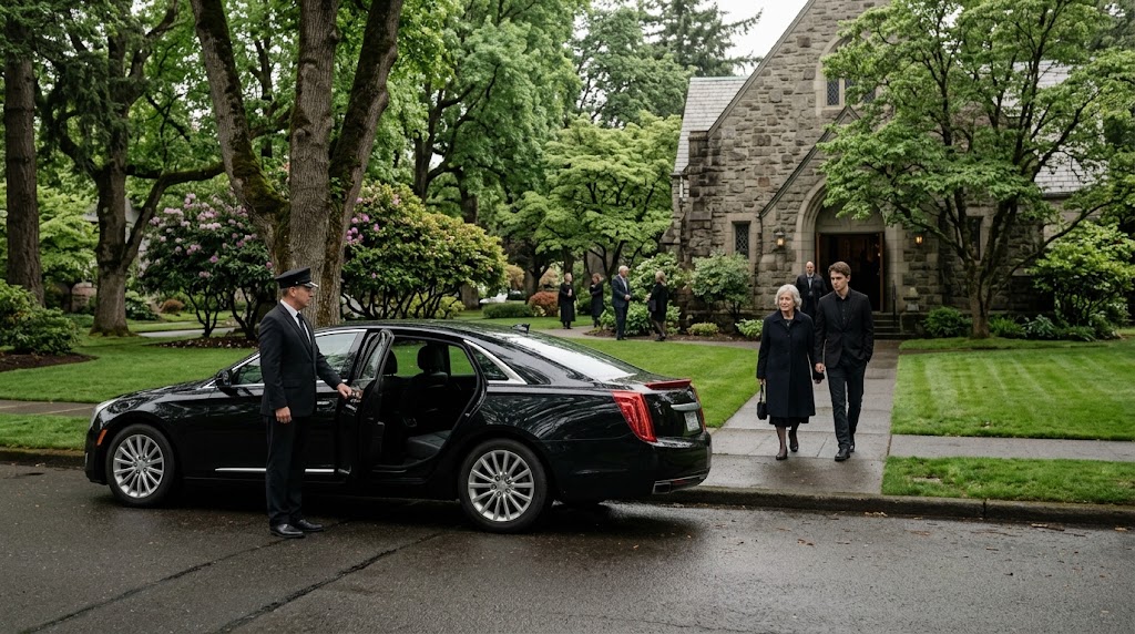 How can a car service help with a celebration of life or memorial gathering in Portland?