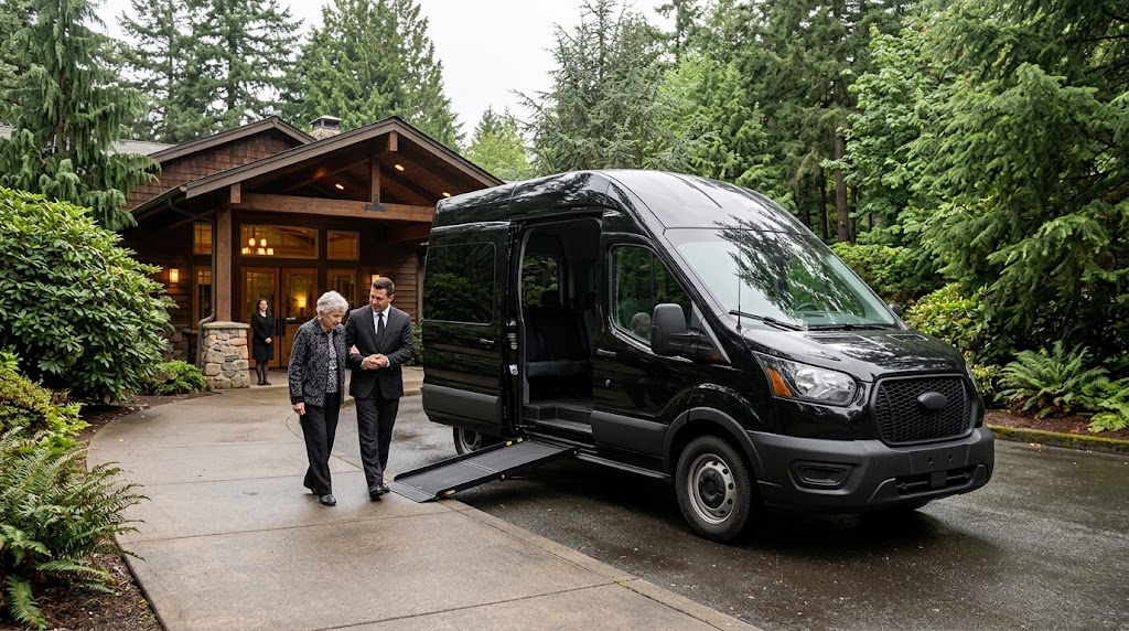 How do you plan funeral transportation for elderly or mobility-limited relatives in Portland?