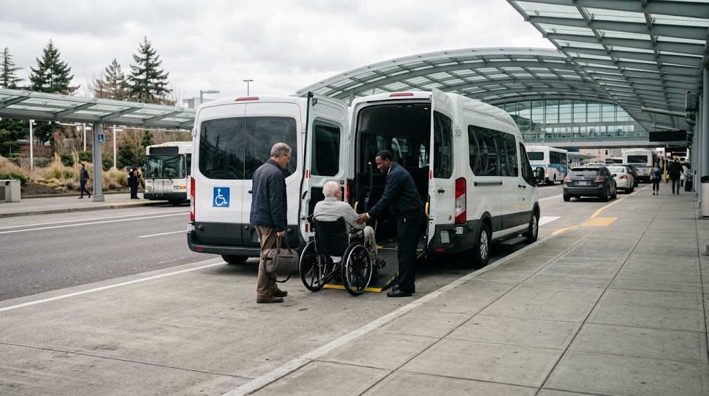 Where can you book wheelchair-accessible airport transportation in Portland, OR?