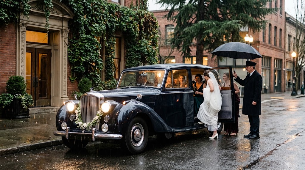 Which Portland wedding cars keep the bridal party dry during rainy season?